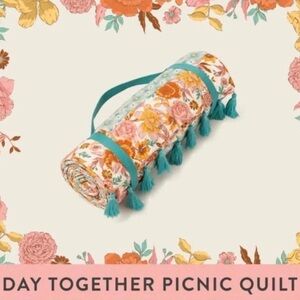 Matilda Jane Lets Go Together Day Together Picnic Quilt - 58" x 58" Orange Blue